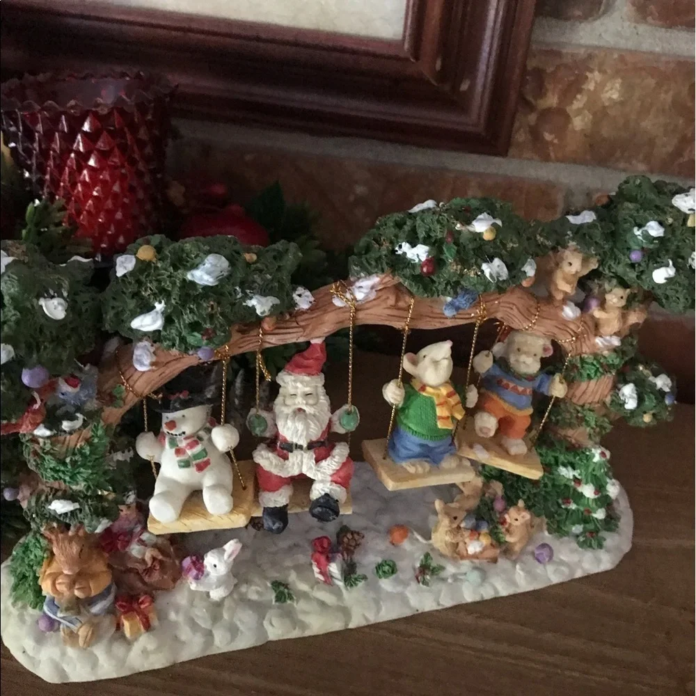 Rare Vintage Large Holiday Santa Snowman Swinging Tree‼️FINAL SALE